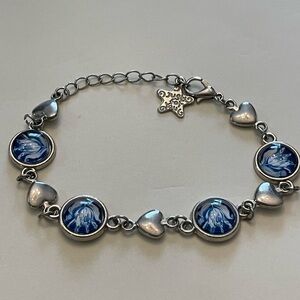 Elegant Silver Toned Bracelet with Blue Details
